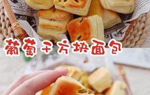 一次发酵的葡萄干方块小面包