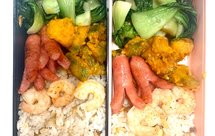 【每日便当#11】咸蛋黄南瓜 | 香肠煎虾仁 | 蒜香上海青 | 栗子饭