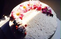 文艺清新小雏菊版椰丝草莓奶油蛋糕