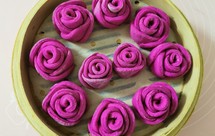 宝宝版少糖玫瑰花馒头（火龙果馒头）