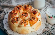 香葱番茄沙拉酱玫瑰花手撕面包（一发）B73