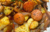 烤肠土豆口蘑拼盘