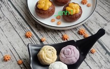 低糖少油不上火的豆沙巧克力流心月饼～冰皮、馒头版系列D *花儿馒头148