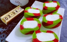 撞色条纹O型奶油蛋糕卷（圣诞节•春节）缤纷喜庆