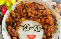 三丁烩肥牛饭，可爱儿童餐