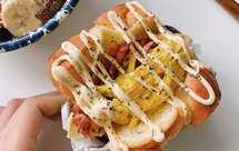 韩国街头美食-蒜香黄油厚吐司三明治