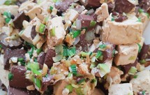 青蒜苗炒鸭血豆腐