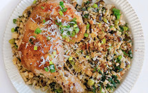 荠菜春笋毛豆香菇鸡腿藜麦焖饭（ref. MissDoraS）