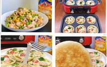 蘑菇虾仁炒青豆玉米与摩飞小披萨