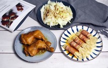 一锅三菜-卤鸡腿 蒸手撕生菜 培根金针菇-爱如斯IZEROS