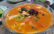 番茄鸡蛋虾干香菇汤
