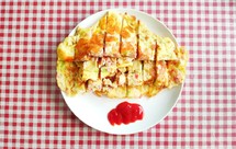 火腿蟹肉厚蛋烧和煎饼