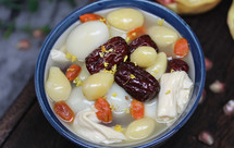 白果腐竹鹌鹑蛋糖水，喝一碗就泄火