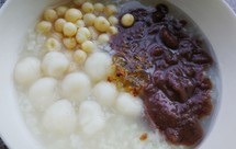 加强版桂花赤豆糊糖粥（自制无油红豆沙+小圆子+鸡头米）