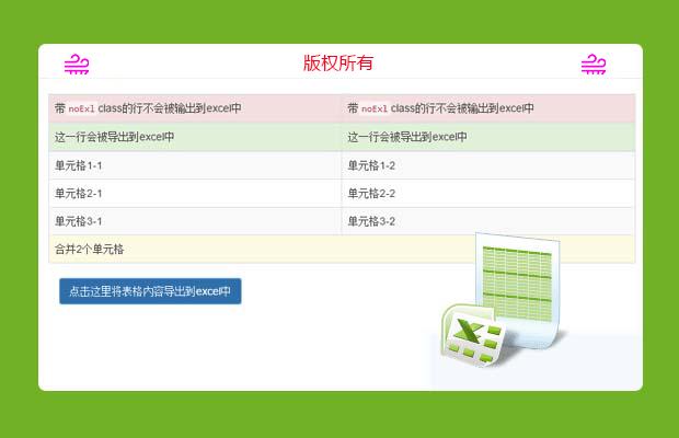 jQuery HTML导出Excel插件table2excel