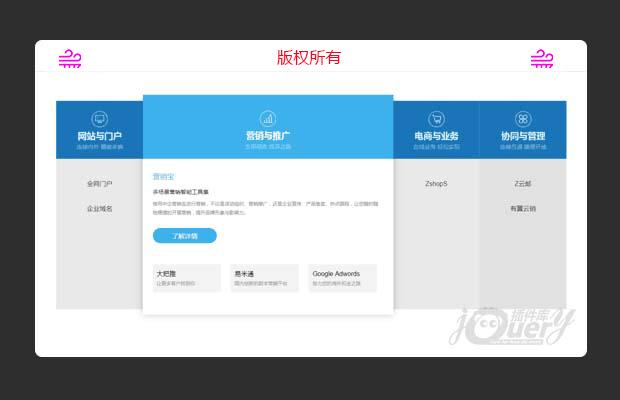 jQuery鼠标经过风琴展开效果