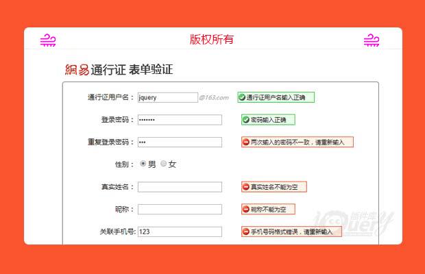 模拟网易表单验证