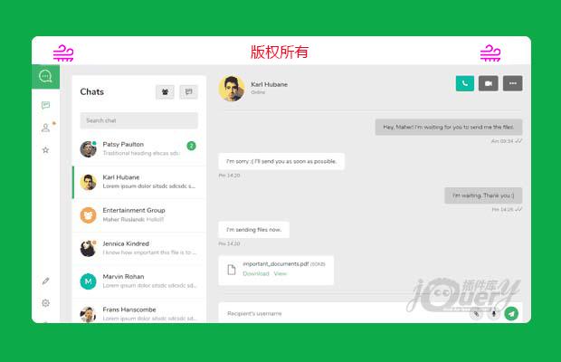 jQuery Bootstrap响应式web聊天UI模板