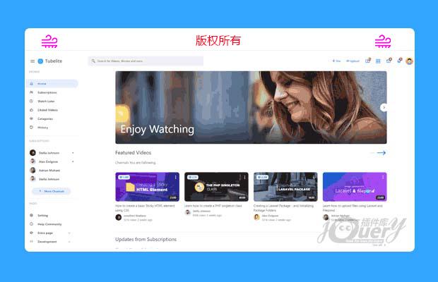 jQuery响应式视频播放类网站模板