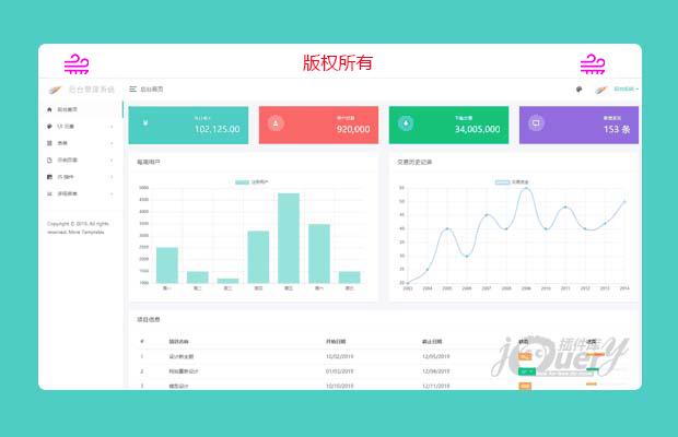 jQuery bootstraps响应式后台管理模板