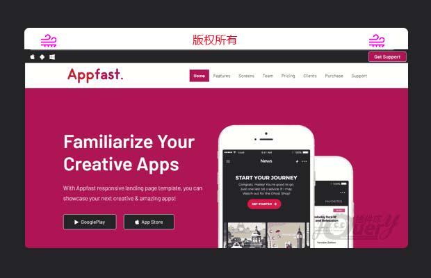 jQuery bootstraps响应式APP应用介绍类网站模板