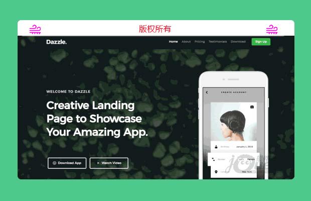 jQuery响应式移动应用程序宣类网站模板