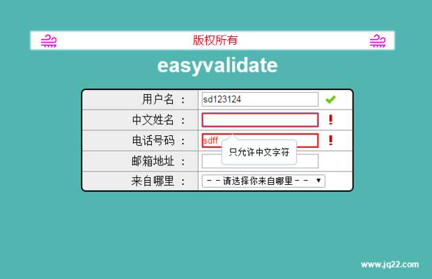 Easy validate修改版