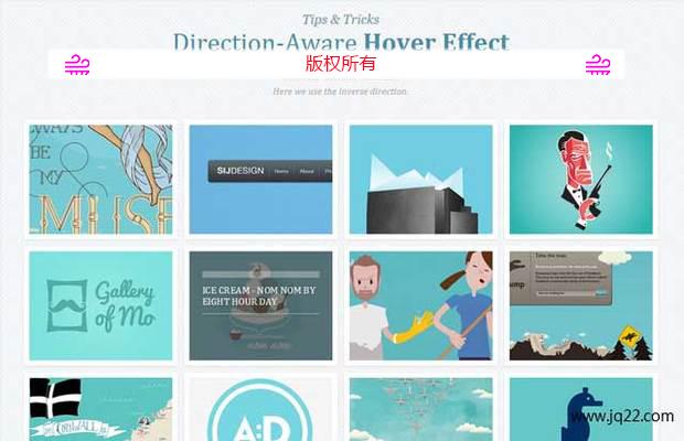 jQuery CSS3实现的方向感知悬停网页特效